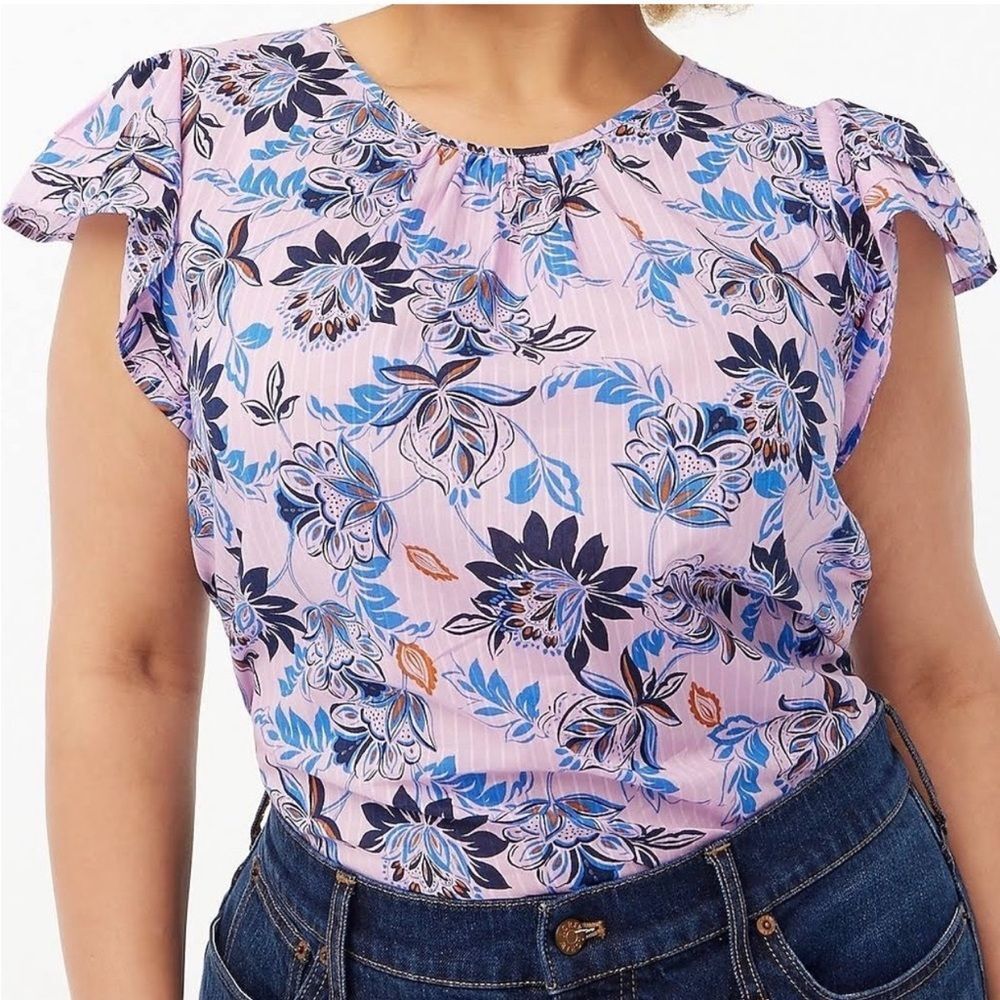 NWT J Crew Pintuck flutter-sleeve top